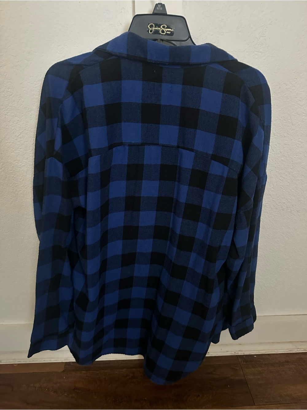 Grace Blue and Black Buffalo Plaid Shirt Jacket - Picture 3 of 3